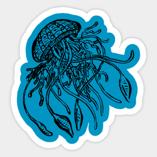 Jellyfish Illustration, Drifting in the Sea Sticker